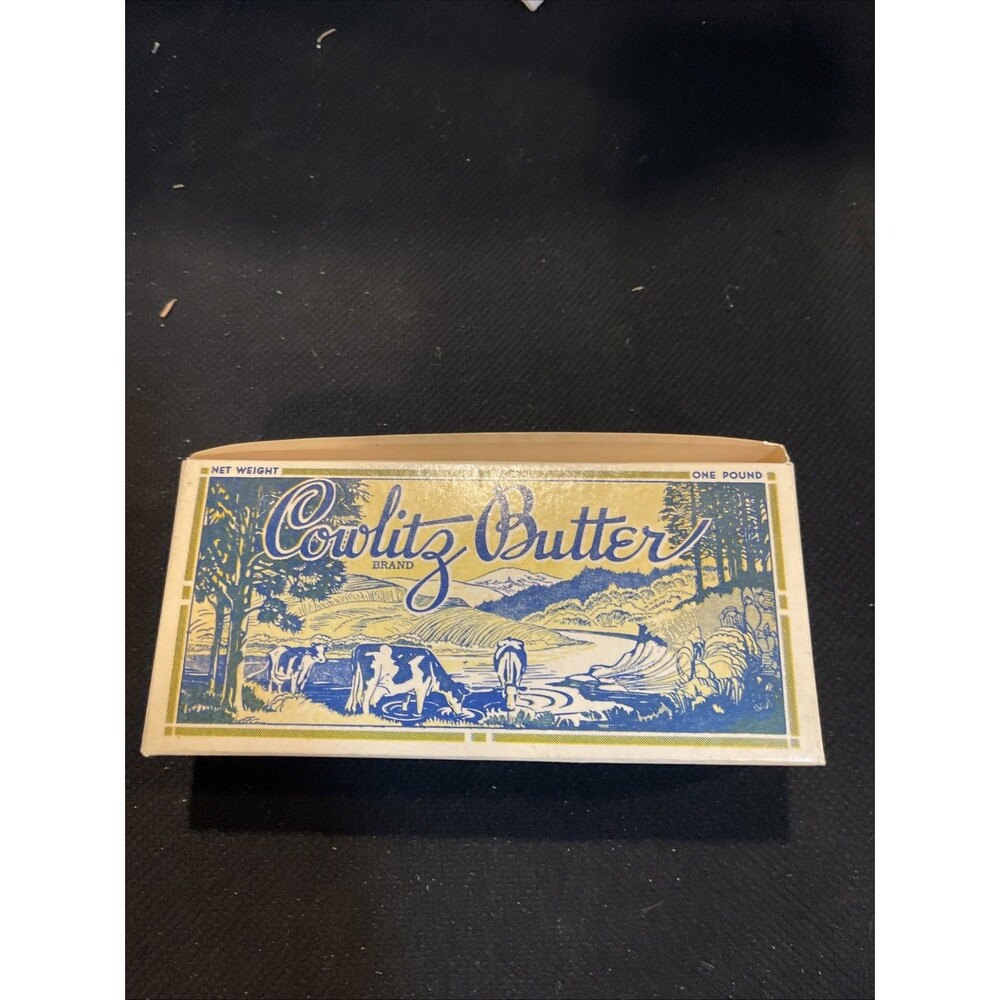 RARE 1958 COWLITZ BUTTER PACKAGING BOX, USED EMPTY BOX, GREAT SHAPE,
